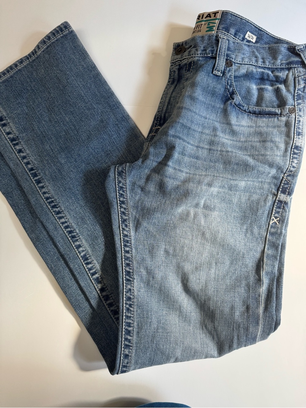 NWOT! Ariat M7 Mens Slim Fit  Straight Leg Jeans 34x36 Work Stretch Light Wash